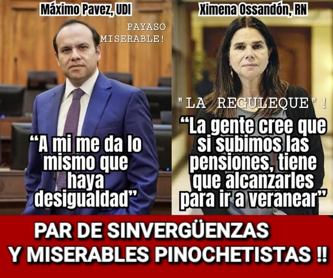 Rodrigo21225734's tweet photo. Dos figuritas + para su álbum de desgraciados,infelices y chantas pinochetistas!🤦‍♂️
Y pensar que estas mierdas ganan millones en puestos de poder × hablar y decir webadas a destajo!Uno es subsecretario @udipopular y la otra diputada @RNchile!🤦
#MesaCentral #TuDia13  #KastEsUnCSM https://t.co/Se3A0HCP8B