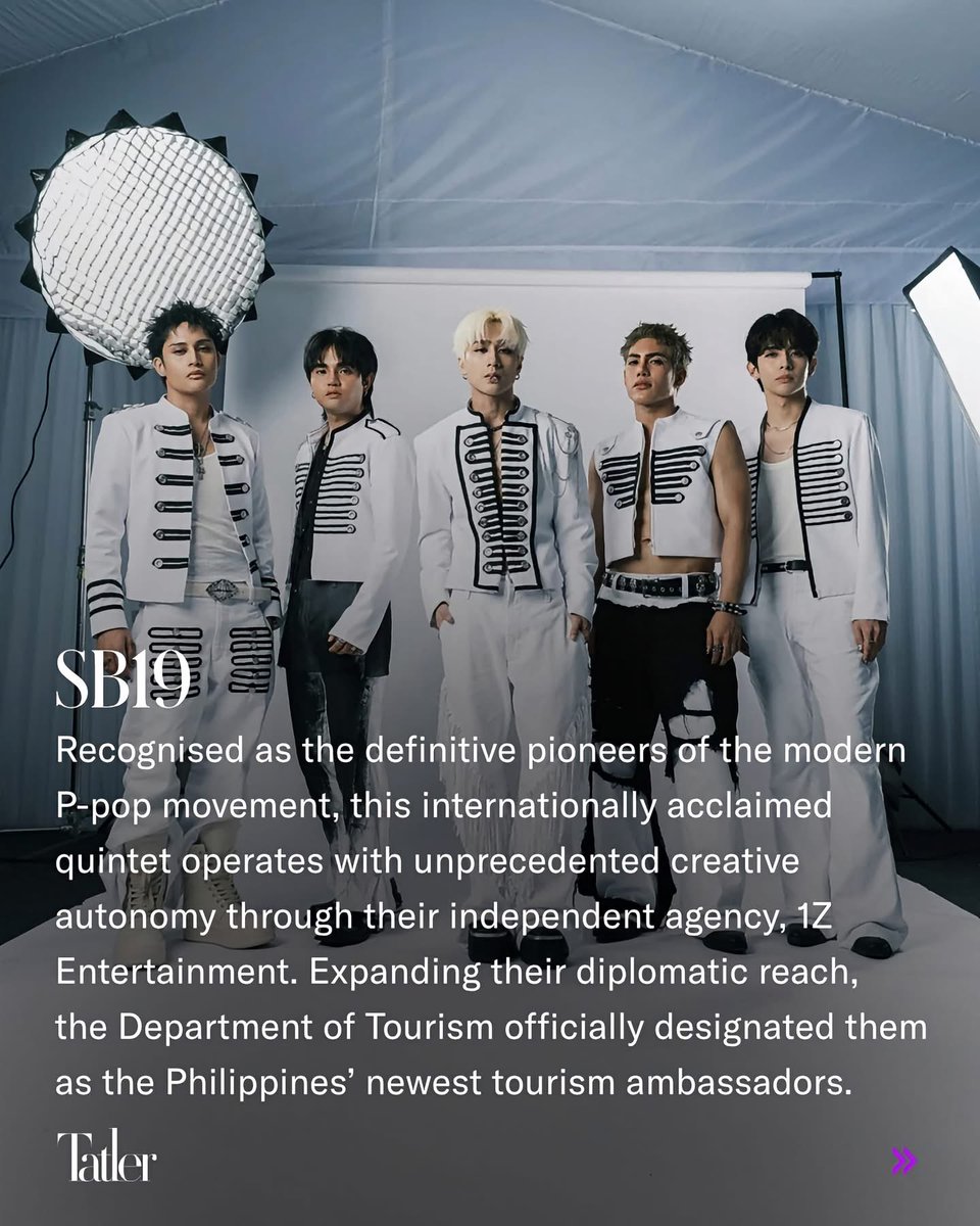 rayve12rain's tweet photo. “Recognised as the definitive pioneers of the modern P-pop movement, this internationally acclaimed quintet operates with unprecedented creative autonomy through their independent agency, 1Z Entertainment. Expanding their diplomatic reach, the Department of Tourism officially designated them as the Philippines' newest tourism ambassadors.”

Tatler Philippines
🔗: https://t.co/X7UP3mFPen

@SB19Official | #SB19