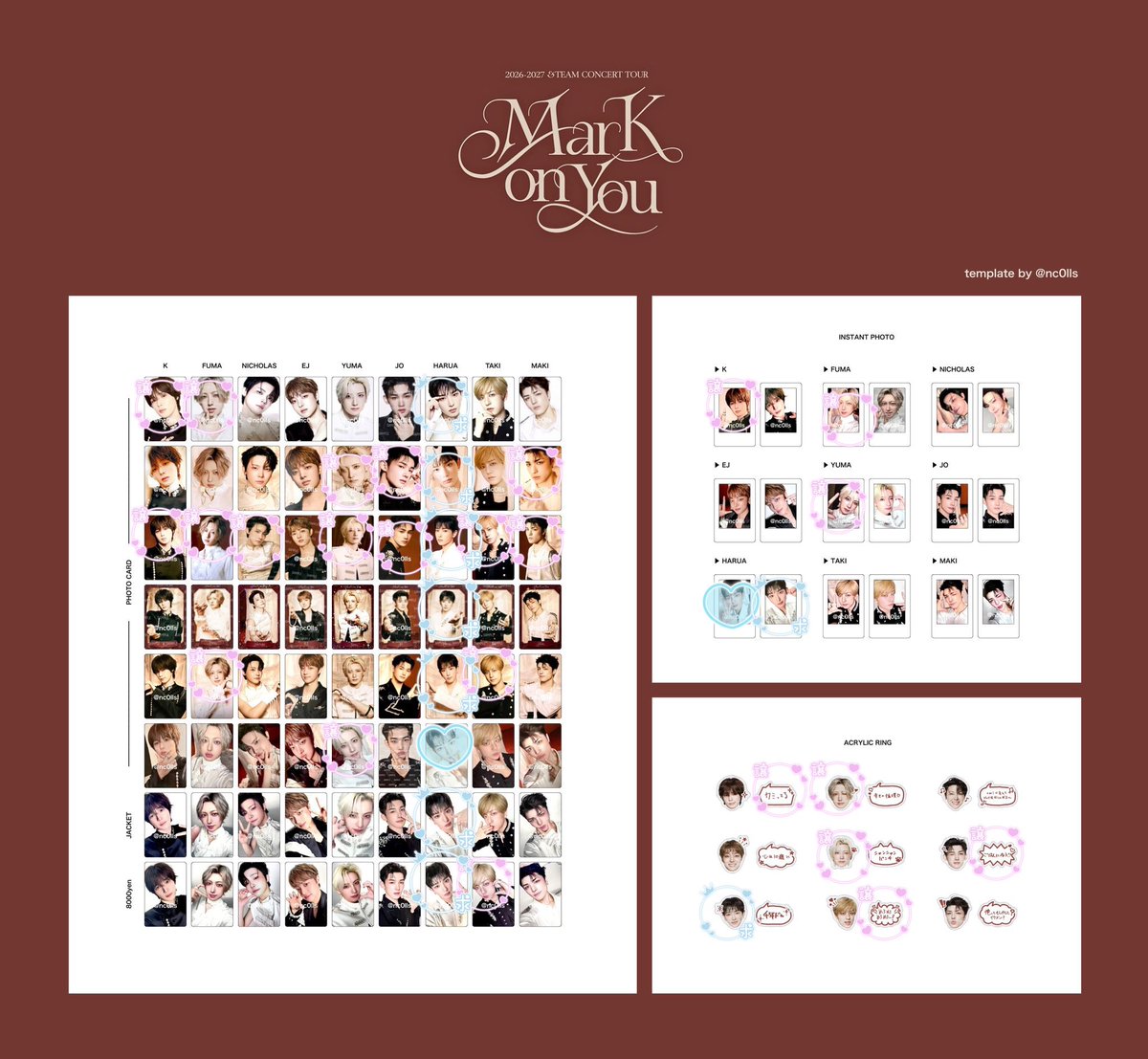 m___trhk's tweet photo. &amp;TEAM Mark on You 交換
ACRYLIC RING  アクリル リング
トレカ　8000円特典　

【譲】EJ FUMA K NICHOLAS YUMA JO TAKI MAKI 画像1.2枚目参照
8000円TAKI
リング FUMA YUMA K JO TAKI 

【求】HARUA  同異種相談　画像2枚目参照　チェキ異種

郵送希望です。ご気軽にご連絡お願い致します。 https://t.co/xqmzkmNyhv