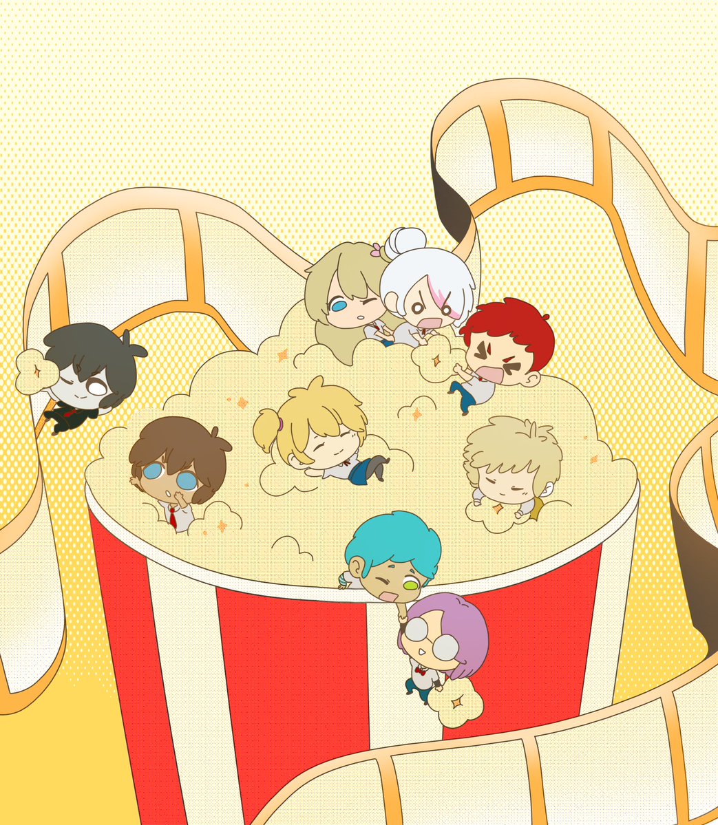 Thnyuuu's tweet photo. Segundo dia!!!!!!!! igual de tarde.. 
ahora son minis. so minis they only need one popcorn😭

#fnafhstober2026 #FHS https://t.co/51yNAsHQjy