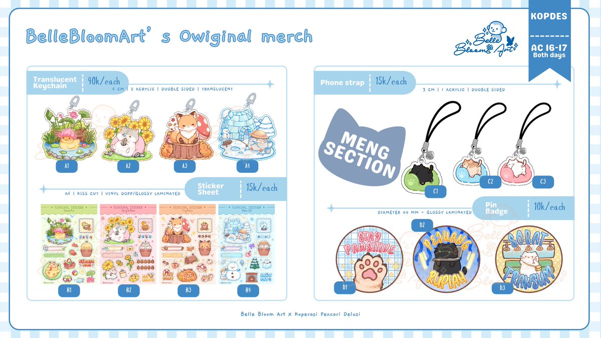 BelleBloomArt's tweet photo. 🔄+❤️are very appreciated! 

ꕤ Bellebloom's #cf23 OTS Catalogue! (˶ˆᗜˆ˵) 
🌼 : original, Hololive ID 
🗓️ : 31 oct - 1 nov 2026
🏡 : ICE BSD | Koperasi Pencari Delusi AC 16-17
#cf23catalogue #comifuro23catalogue #CF23Catalogue #holoIDChromaticFuture https://t.co/lB3mMOIBxN