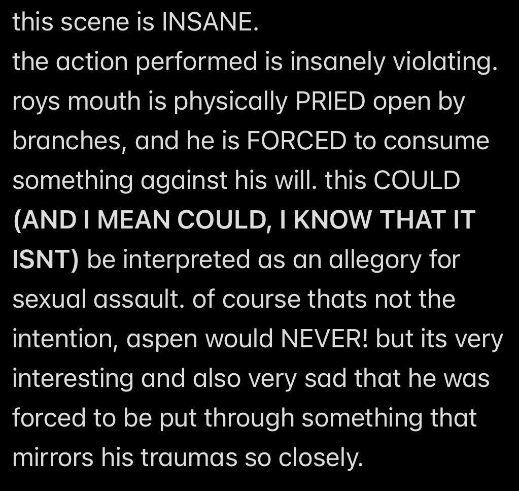 royvanido's tweet photo. roy showing a freeze/ fawn response , as well as parallels between this scene and his trauma. https://t.co/JpeFhw9W0H