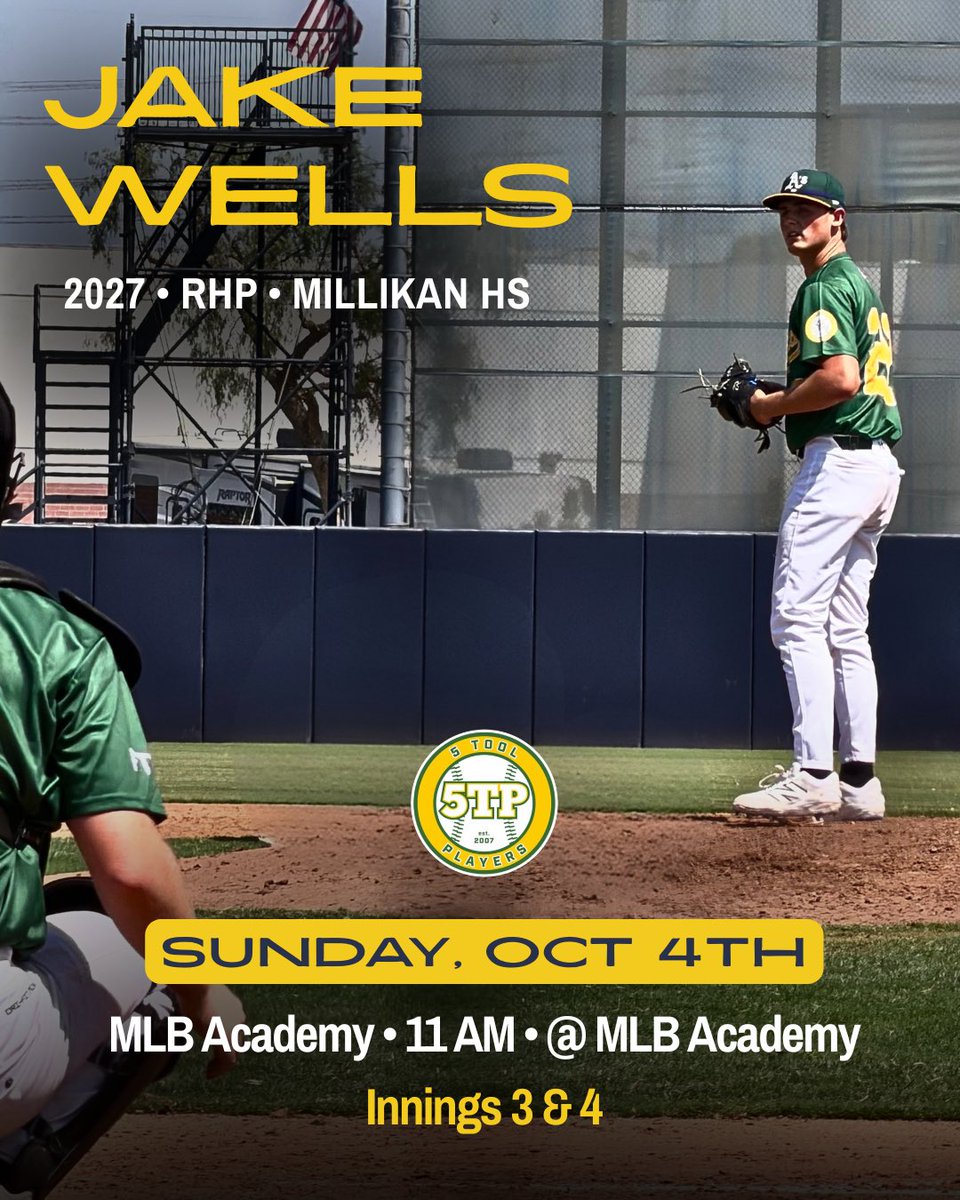 JakeWellsLBC's tweet photo. Throwing this Sunday - Innings 3 &amp; 4!

⚾️ MLB Academy | 11 AM
📍 901 E. Artesia Blvd., Compton

@5_ToolPlayers 
@MHSRAMBASEBALL 
@mbergandi 
#uncommitted2027
#rhp https://t.co/MXD8U6uvW3