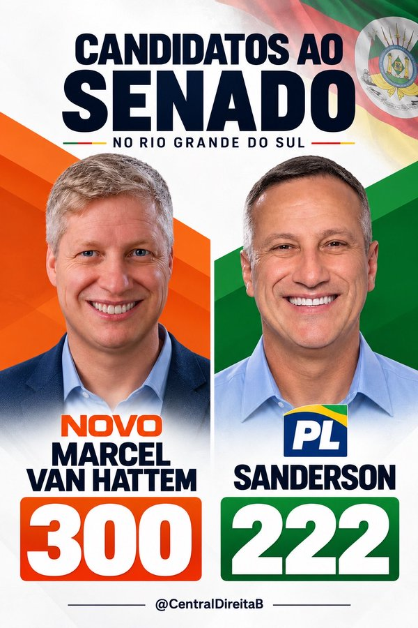 leandroacastro's tweet photo. CANDIDATOS AO SENADO PELO RGS, COMPARTILHE! 

Marcel Van Hattem  300
Sanderson  222 https://t.co/y2xfEo741k