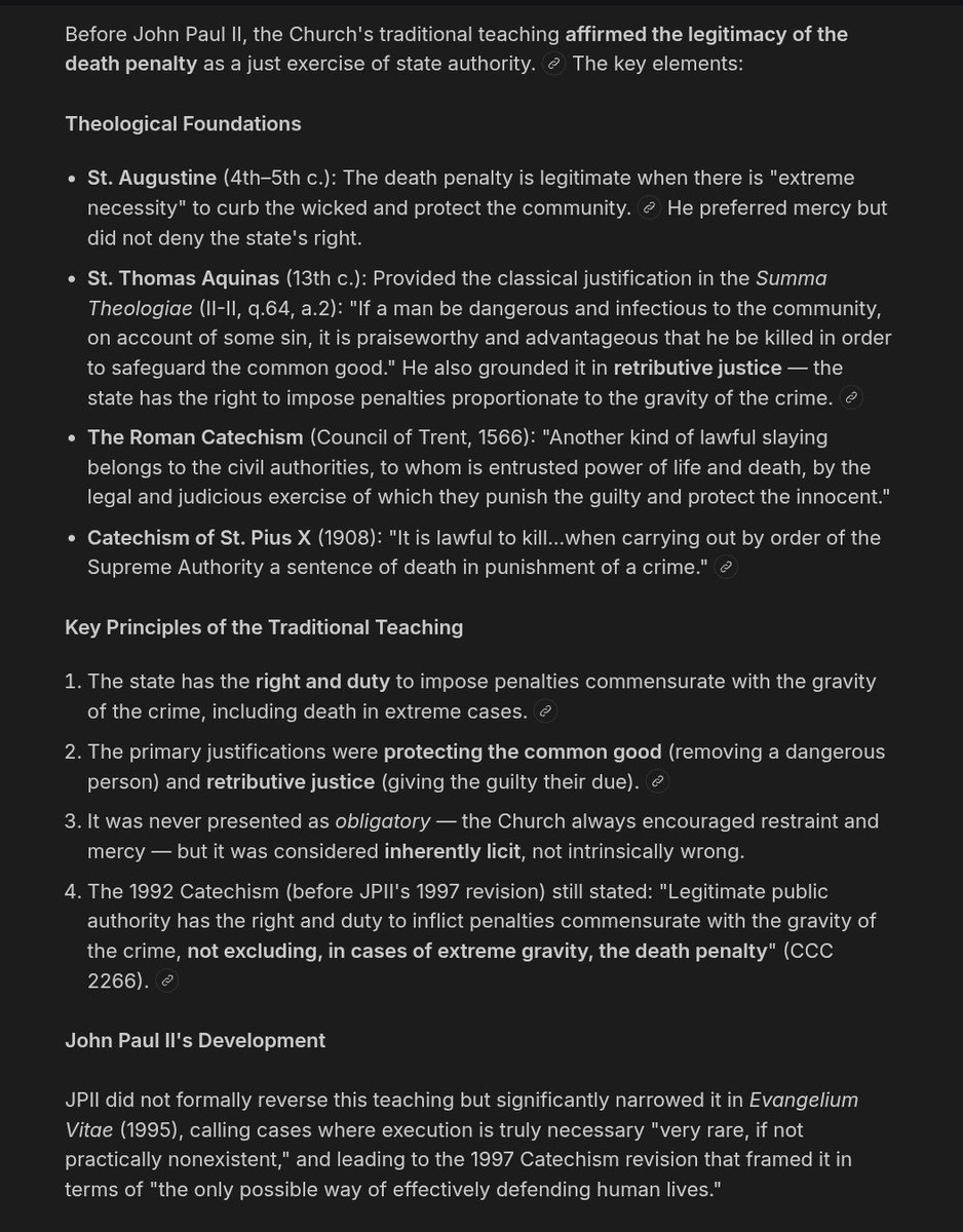 GoneGalt's tweet photo. @CaraCastronuova FYI Current Doctrine: The Catholic Church today teaches that the death penalty is inadmissible because it is an attack on the inviolability and dignity of the person, and the Church works for its abolition worldwide.  However, Prior to Pope John Paull II: https://t.co/wvboYEYUtR