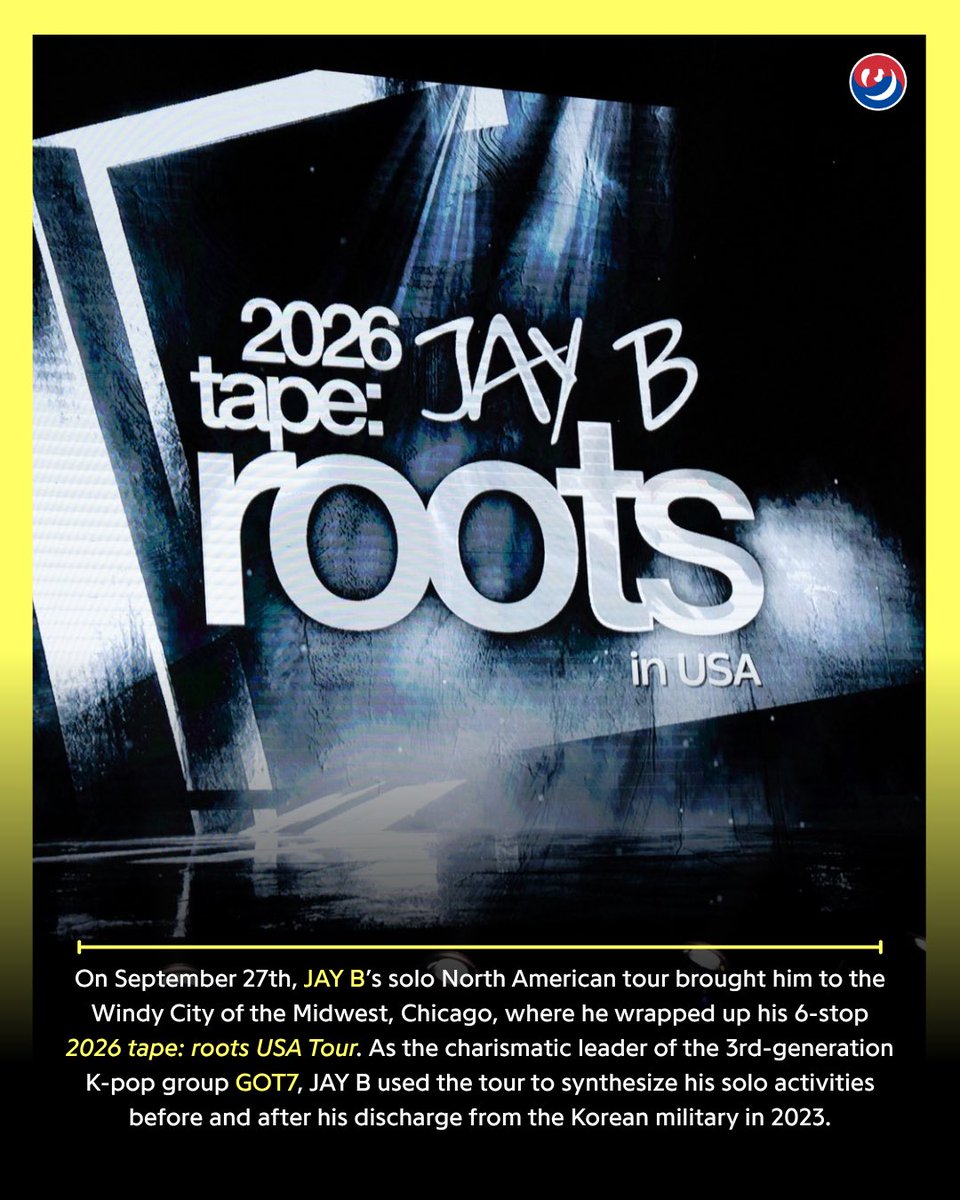 Genius_kor's tweet photo. On September 27th, JAY B’s (@defjaybkr) solo North American tour brought him to the Windy City, Chicago, where he wrapped up his 6-stop '2026 tape: roots USA Tour.'

Read the full article on Genius now!

#JAYB #528Hzkr #2026tape_roots_USA #GOT7 

📸: Lindsay Vondell https://t.co/hVSmmAhseo