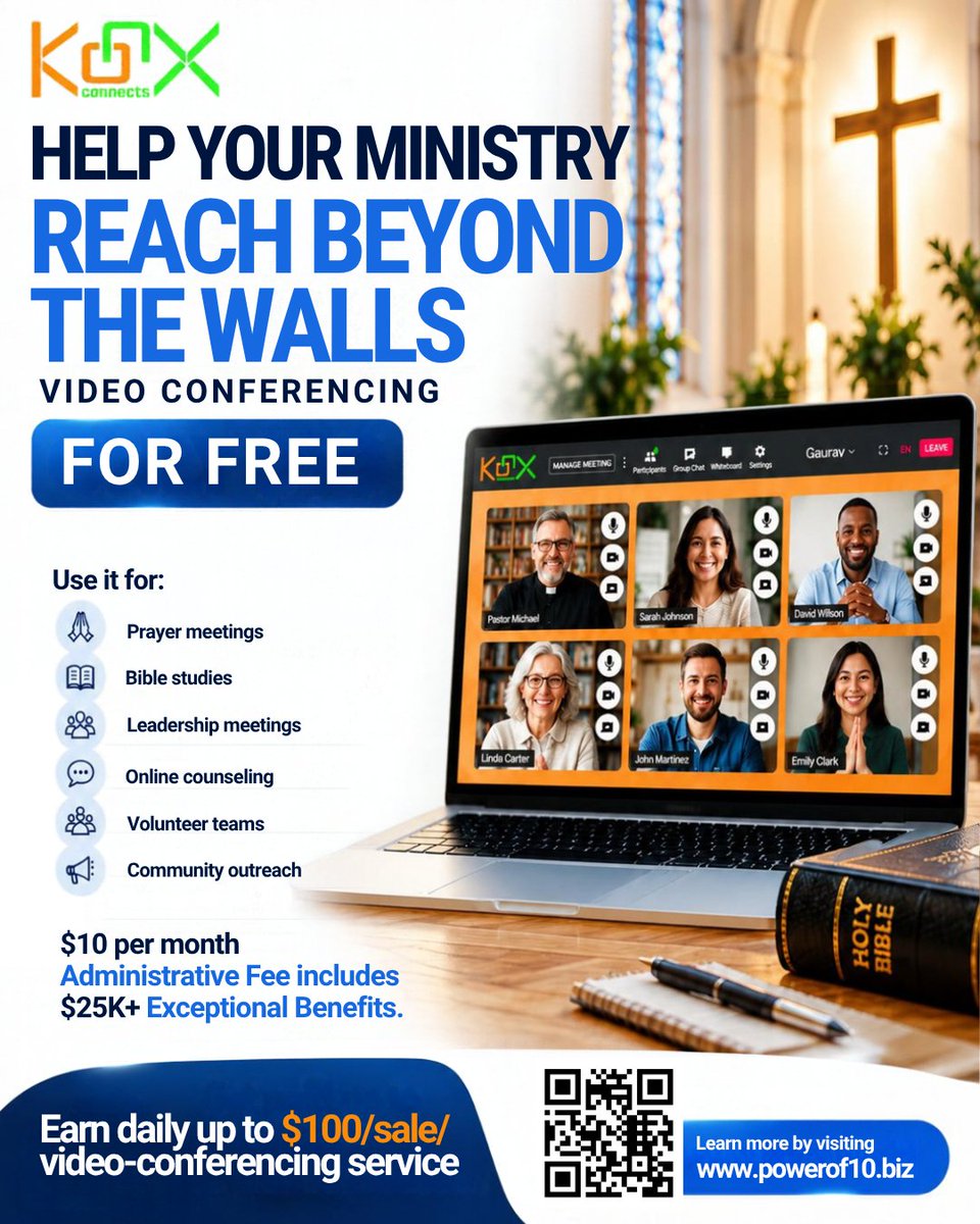 KonXApp's tweet photo. Help Your Ministry Reach Beyond the Walls!
Your ministry can connect, communicate, and serve beyond the four walls of your church with KonX video conferencing.
Visit https://t.co/XIcqav9CZU to learn more and get started today!
#KonX #Ministry #ChurchTechnology https://t.co/dy48vXgRQd