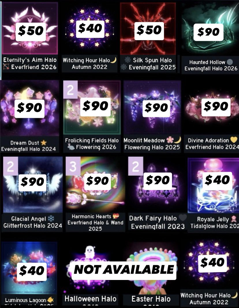 keyyservice's tweet photo. selling royale high halos 💕

paypal • cashapp • zelle • venmo 🌸

dm or follow if interested since comments are off 💌

#RoyaleHigh #RHTrading  #RHTC 
#RoyalehighValks https://t.co/AWuCtVvoQj