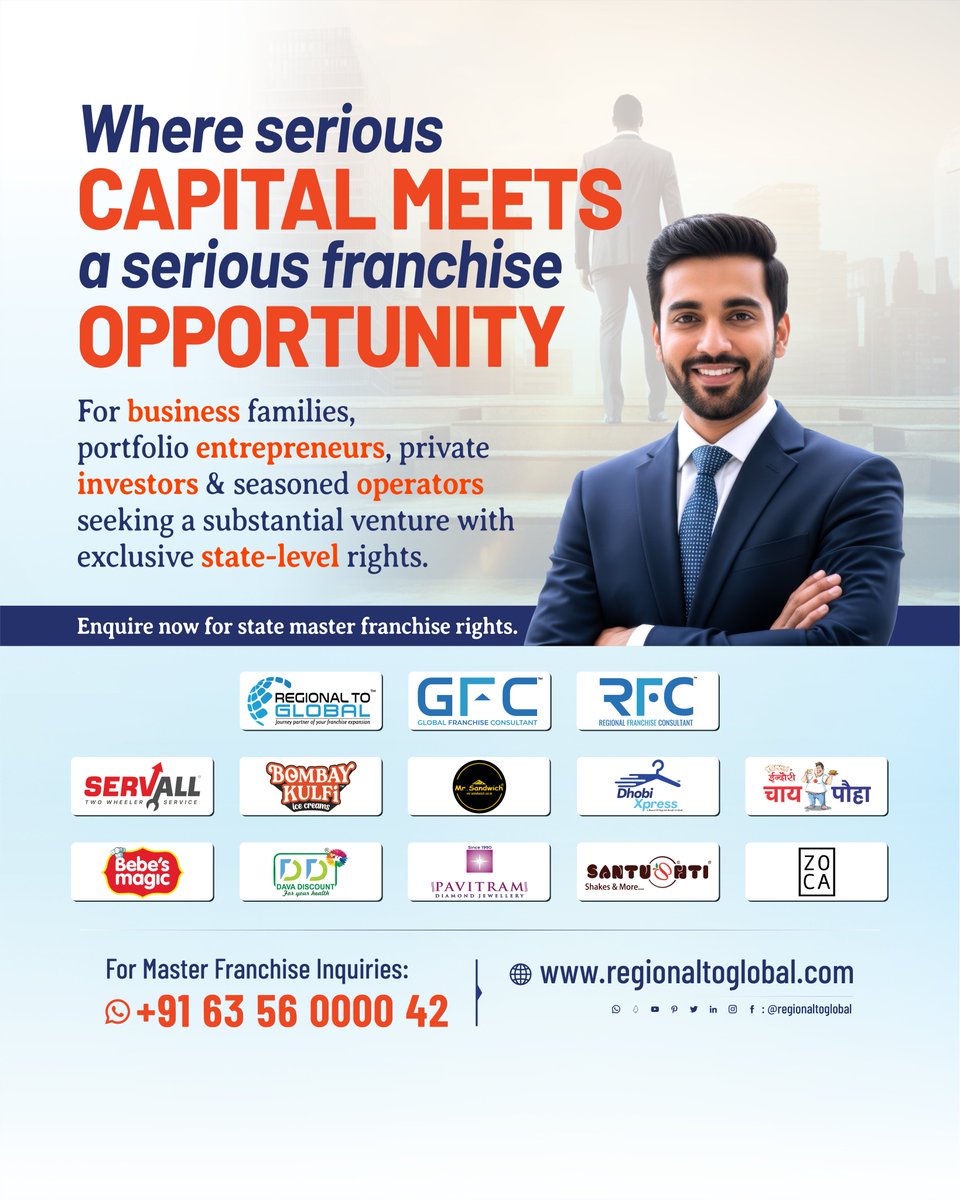 Regionaltoglobl's tweet photo. Where serious capital meets a serious franchise opportunity.
Explore state master franchise rights

#statemasterfranchise #masterfranchise #franchiseopportunity #businessexpansion #regionaltoglobal https://t.co/SV5y8Kumeg