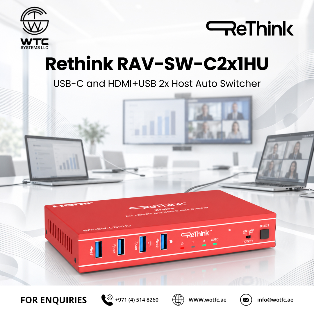 WTC_SYSTEMS_LLC's tweet photo. Rethink RAV-SW-C2x1HU — Smart Auto Switching Made Simple
2× USB Host Support
Automatic Switching
Ideal for Professional AV & Meeting Rooms
#Rethink #AutoSwitcher #USBC #AVSolutions #ProfessionalAV #MeetingRoomSolutions #ConferenceRoom #WTCSystems #UAE #AudioVisualSolutions https://t.co/m6pM87CDUa