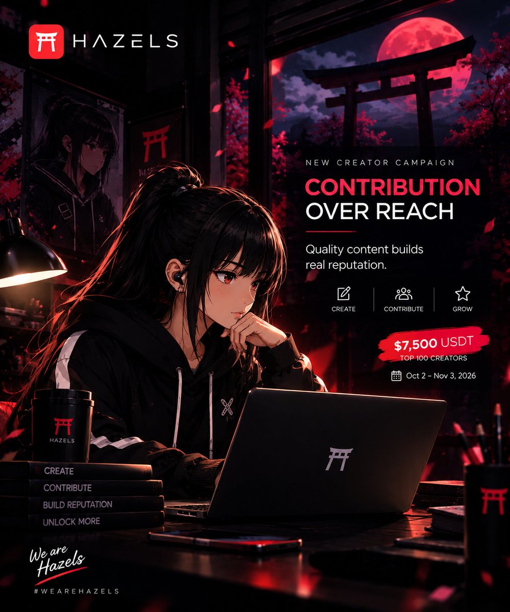 Leeheart_idris's tweet photo. gHazels creators ❤️

The more I look at @0xhazels, the more I understand why this new creator campaign is different from the usual “post and farm” campaigns.

Hazels is building more than an NFT collection.

The NFT is part of a bigger ecosystem built around ownership, creators, reputation, access and participation. And Pulse is one of the pieces that makes this idea interesting.

A new Contribution Campaign is now live, with a $7,500 USDT reward pool for the Top 100 creators running from October 2 to November 3.

But the part that caught my attention is the word Contribution.

It is not simply about who can generate the most views.

Pulse looks at the bigger picture around creator activity the quality of the content, how relevant it is, originality, audience response, distribution, conversations created and whether the participation is genuine.

That changes how I look at creator campaigns.

Instead of asking:

How many people saw my post?

You start asking:

Did I actually add something?

Did I understand the project?

Did I explain something useful?

Did I create a reason for people to care?

Did my content start a real conversation?

Did I contribute something beyond just making noise?

That fits into the bigger direction Hazels is building.

Creators can contribute → build reputation → gain recognition → unlock opportunities → become part of the ecosystem.

And this is where I think the campaign becomes more than just a reward pool.

It gives creators a reason to focus on quality over noise and build something that has value beyond a single post.

$7.5K is available for the Top 100 contributors but the bigger opportunity is learning how to create content that actually means something.

If you are already creating around Hazels this is worth exploring.

Check the Hazels Studio campaign👇

https://t.co/Pa69twkNhJ

Attention can make you visible.
Contribution can build your reputation.

@0xhazels
#WEAREHAZELS