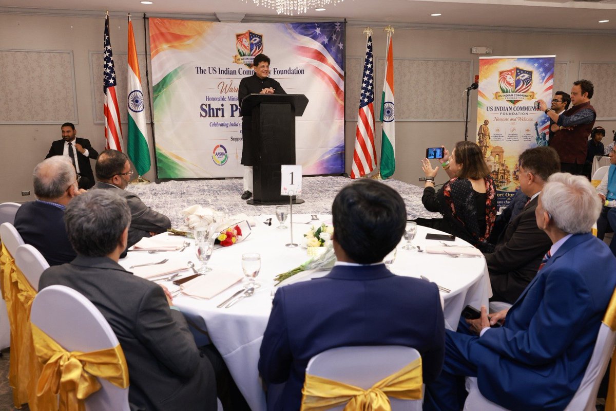 PiyushGoyal's tweet photo. Delighted to address the US Indian Community Foundation event in Chicago.

Spoke about the remarkable contributions of the Indian diaspora in the US and highlighted how Indian talent, rooted in perseverance & purpose, continues to make an impact worldwide.

Highlighted India's transformation over the past decade and the scale of opportunities emerging across the country, and encouraged our diaspora to be an active partner in our growth story.

📹 https://t.co/Dg3spaBQqc