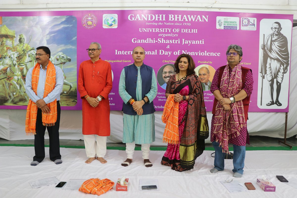 kpsingh330's tweet photo. Vibrancy of Gandhi Jayanti Celebrations at Gandhi Bhawan

The Gandhi Jayanti celebrations at Gandhi Bhawan came alive in their full vibrancy and splendour—filled with warmth, enthusiasm, beautiful hearts and caring souls. The premises of Gandhi Bhawan resonated with the spirit of Bapu’s timeless values of peace, compassion, truth and service.

My heartfelt gratitude and sincere thanks to everyone whose presence, participation and wholehearted support made the celebrations truly meaningful, memorable and successful.

A special word of appreciation and immense gratitude to my dedicated and devoted team, led by Mr. Sanjeev Chauhan, for their tireless efforts, meticulous planning and attention to every minute detail. Their commitment and spirit of service made a significant contribution to the success of the programme. My sincere appreciation to Dr. Vinay Gupta, Deputy Director, Gandhi Bhawan, for his valuable contribution, constant support and dedicated efforts towards strengthening the activities and vision of Gandhi Bhawan.

I also extend my special and heartfelt thanks to Professor Charu Kalra ji—an accomplished academician, researcher and eloquent orator—for her unconditional support, warmth and readiness to contribute to the cause and activities of Gandhi Bhawan whenever called upon. Her association is truly valued and cherished.

Together, we celebrated not merely the birth anniversary of Mahatma Gandhi, but the living spirit of his ideals—truth, compassion, service and humanity.