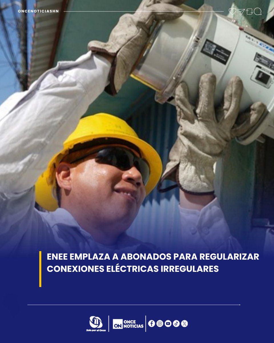 11_Noticias's tweet photo. ⚡ El tiempo corre para quienes mantienen conexiones eléctricas irregulares. La ENEE abrió una oportunidad para regularizar el servicio, pero ¿cuánto tiempo les queda? Conozca los detalles. 👉 https://t.co/aci6DXIQIr
#ConexionesIrregulares #Pérdidas #Honduras #ENEE #Abonados #Energía