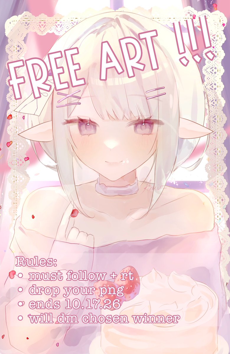 kiraie_'s tweet photo. 💓FREE ART💓

1 lucky winner will be chosen to be drawn in a bust up style!

💓RULES:
• follow + RT
• MUST drop your png 
• ends 10.17.26
• will dm the winner

💓I also have these open for $25 on https://t.co/wkKtL43Vvj

#artraffle #freeart #artmoots #VgenComm #commissionㅤ https://t.co/f4QLyk2g1p