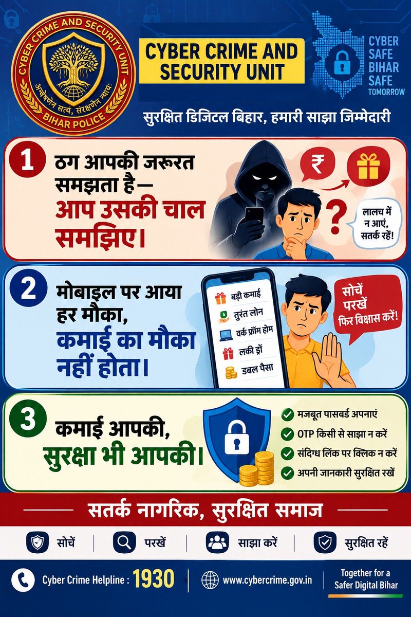 CCSU_BIHAR's tweet photo. @Cyberdost
@BiharHomeDept
@IPRDBihar
@bihar_police https://t.co/ky3c3Wqh9J