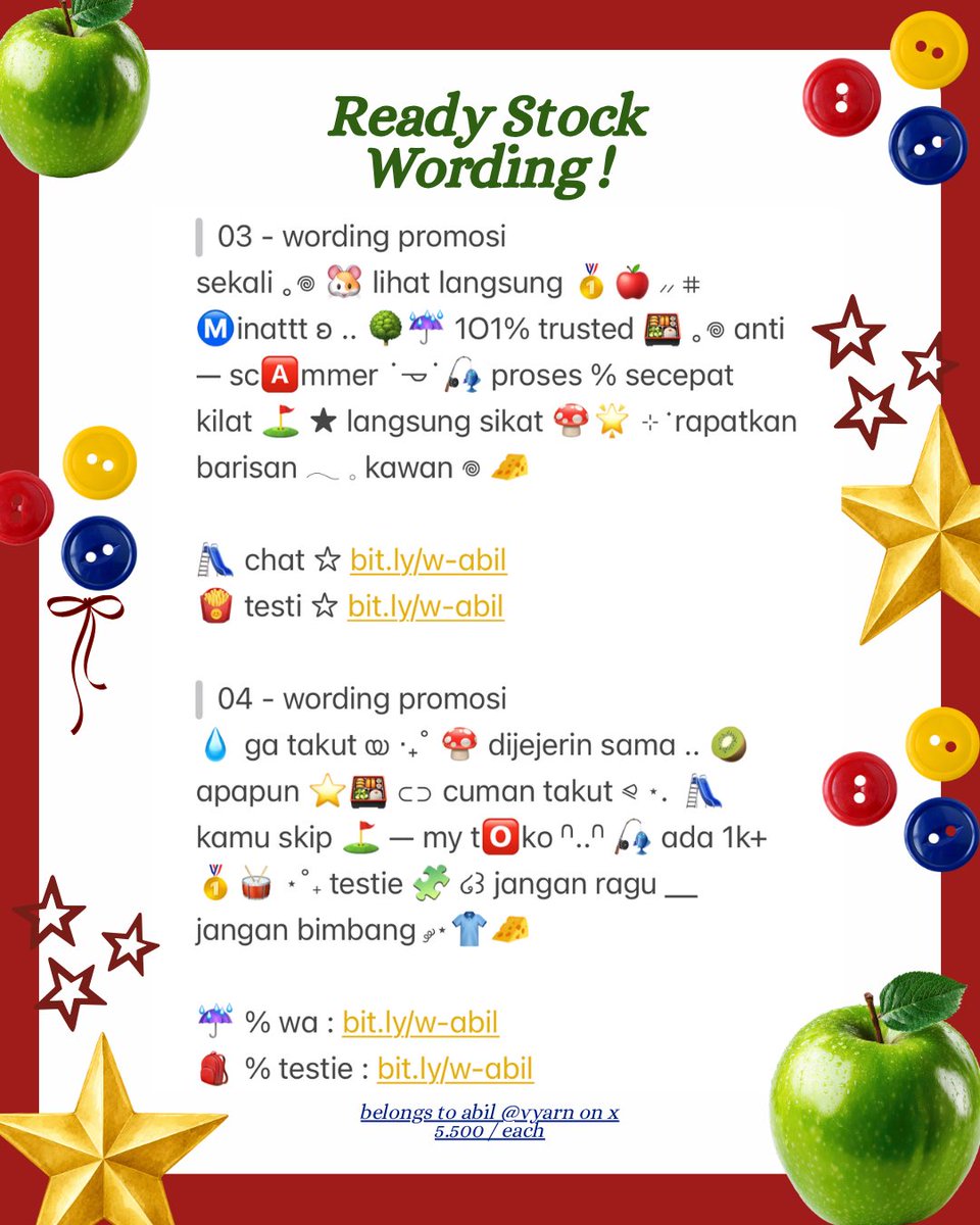 vyarn's tweet photo. ⠀
🍎 ꒱  a retweet would be appreciated !

halo, bestie.. 👩🏻‍🌾🌳 today abil bawa 6 ready stock wording promosi buat ba yang siap diangkut. pricinya ongly 5.500 / each yaa! 📬

᧔ { t. rs business account windah jamet cute kidcore pink #zonauang }  ᧓
⠀ https://t.co/tWZS0lb2jb
