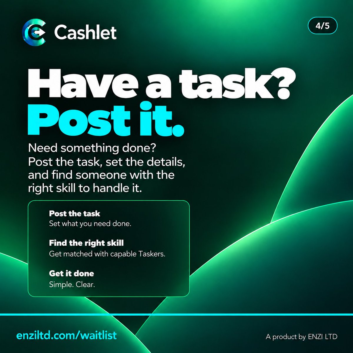 Enzi_ltd's tweet photo. Missed this week? Catch up with the Cashlet recap.
A quick look at what Cashlet is, who it’s for, and what’s coming.
#Cashlet #Tasker #TaskPoster #ENZILTD https://t.co/Sn81TnUo43