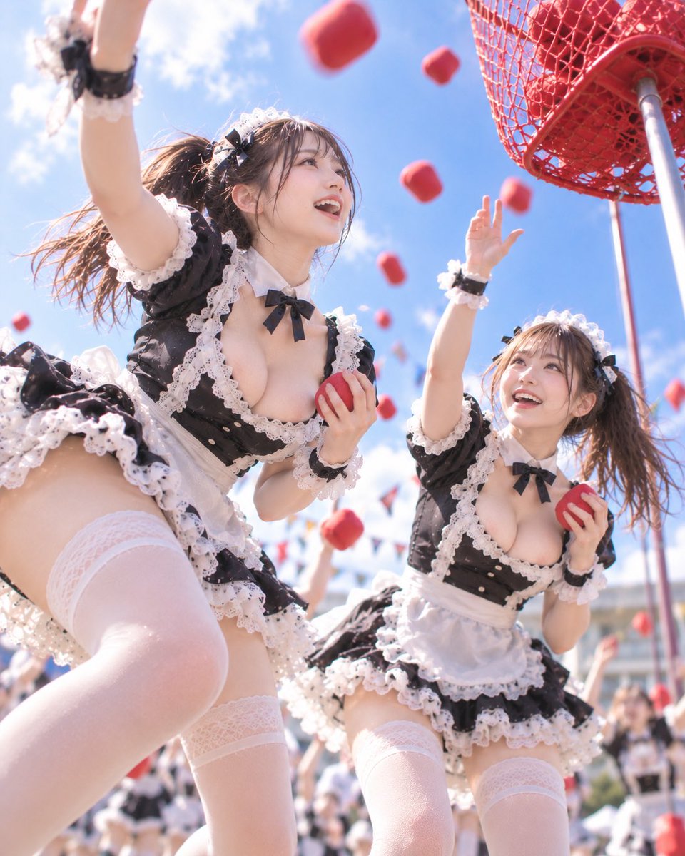 andLuminous4's tweet photo. タマ入れ競争。前から後ろからどうぞ♥

#AIグラビア AI美女 #メイド #運動会 https://t.co/8sci4LiyHe