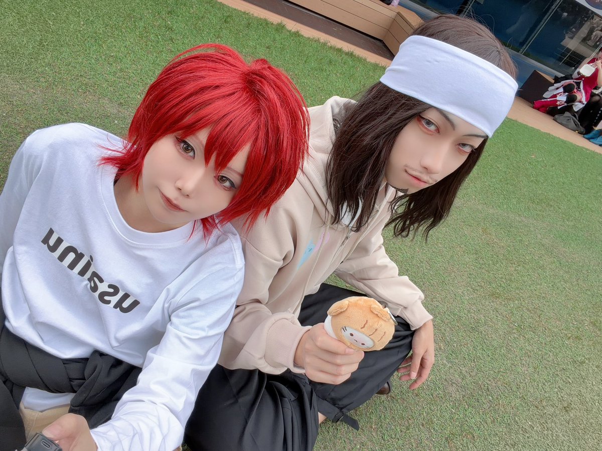 mokoro0w0's tweet photo. #コスフェスTDC
へそ曲のにーちゃんとうさいぬ
※大曲さん捏造うさいぬ
後で着替えます！！ https://t.co/414GdkSkCX