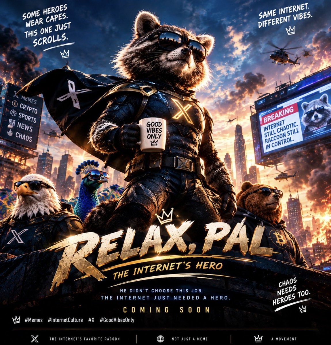 DegenWatchikpy's tweet photo. The internet was never going to save itself. So we sent a raccoon. 🦝💀

#Memes #InternetCulture #X https://t.co/jb2eew91Gy