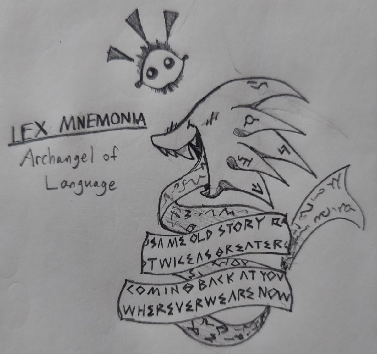 Lumep00f's tweet photo. LEX MNEMONIA, Archangel of Language

Inspired by Cassette Beasts
#Inktober https://t.co/vufIENboSt