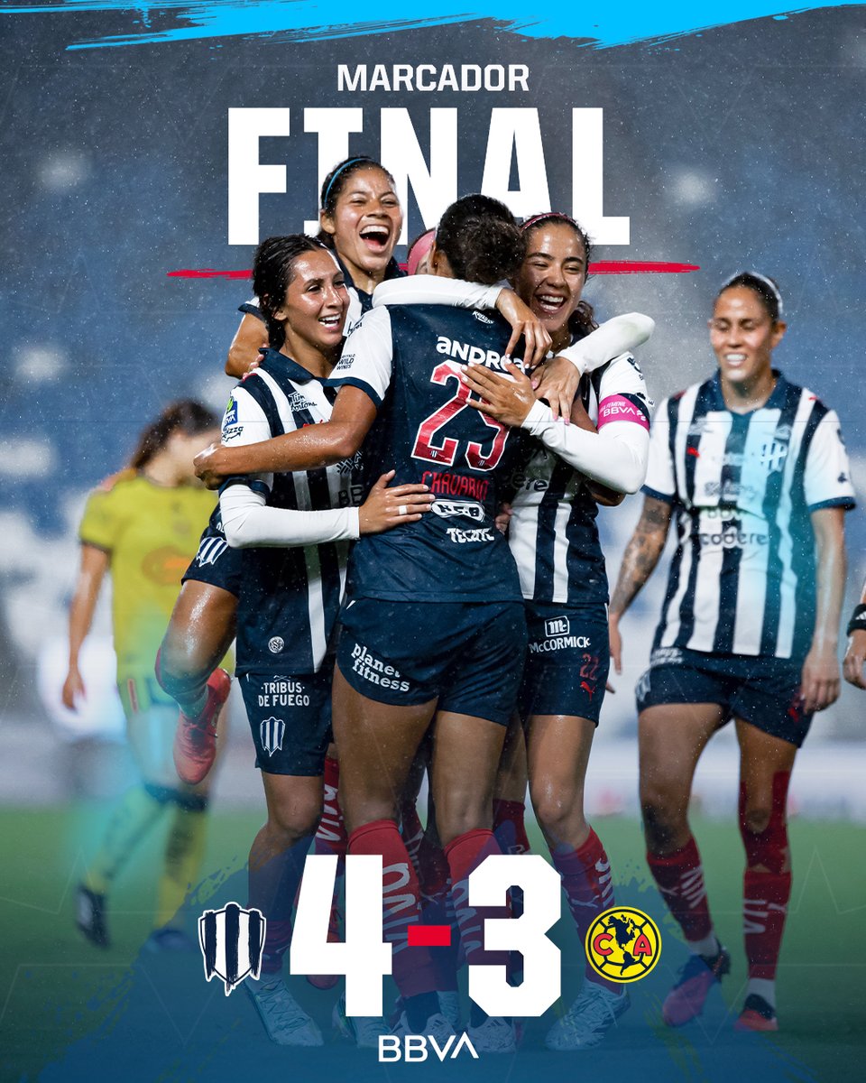 Rayadas's tweet photo. 90'⏱️| Rayadas 4-3 América

Termina el partido.

¡Y HOY GANARON LAS RAYADAS DE MONTERREY! Ⓜ️🔥

@BBVA_Mex https://t.co/mDrFldZSp7