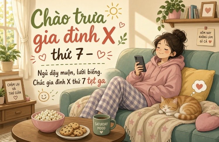 Teoooxa's tweet photo. Muộn

Nay thứ 7 mà Tư với 2 con báo ngủ tẹt ga cho 1 ngày thư giãn

Gia đình X dậy chưa, dậy để còn kiếm gì ăn trưa.

Ngày thứ 7 tuyệt vời nhé 

Tèng teng https://t.co/HqzDuYT8hy