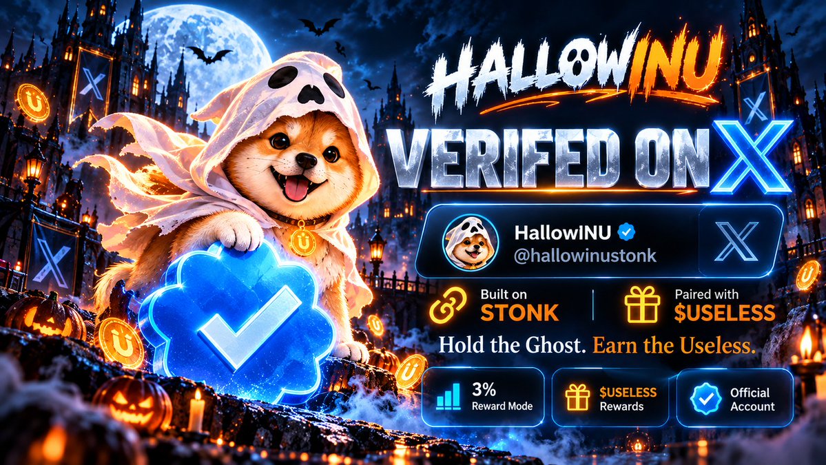 Hallowinustonk's tweet photo. 👻 We are now verified on X.
The ghost just got its blue check. ✅
Follow @hallowinustonk
⚡ Built on Stonk
🔗 Paired with $USELESS
🎁 Hold the Ghost. Earn the Useless.
$HALLOWINUSTONK 🎃 https://t.co/REZtuuf2zj