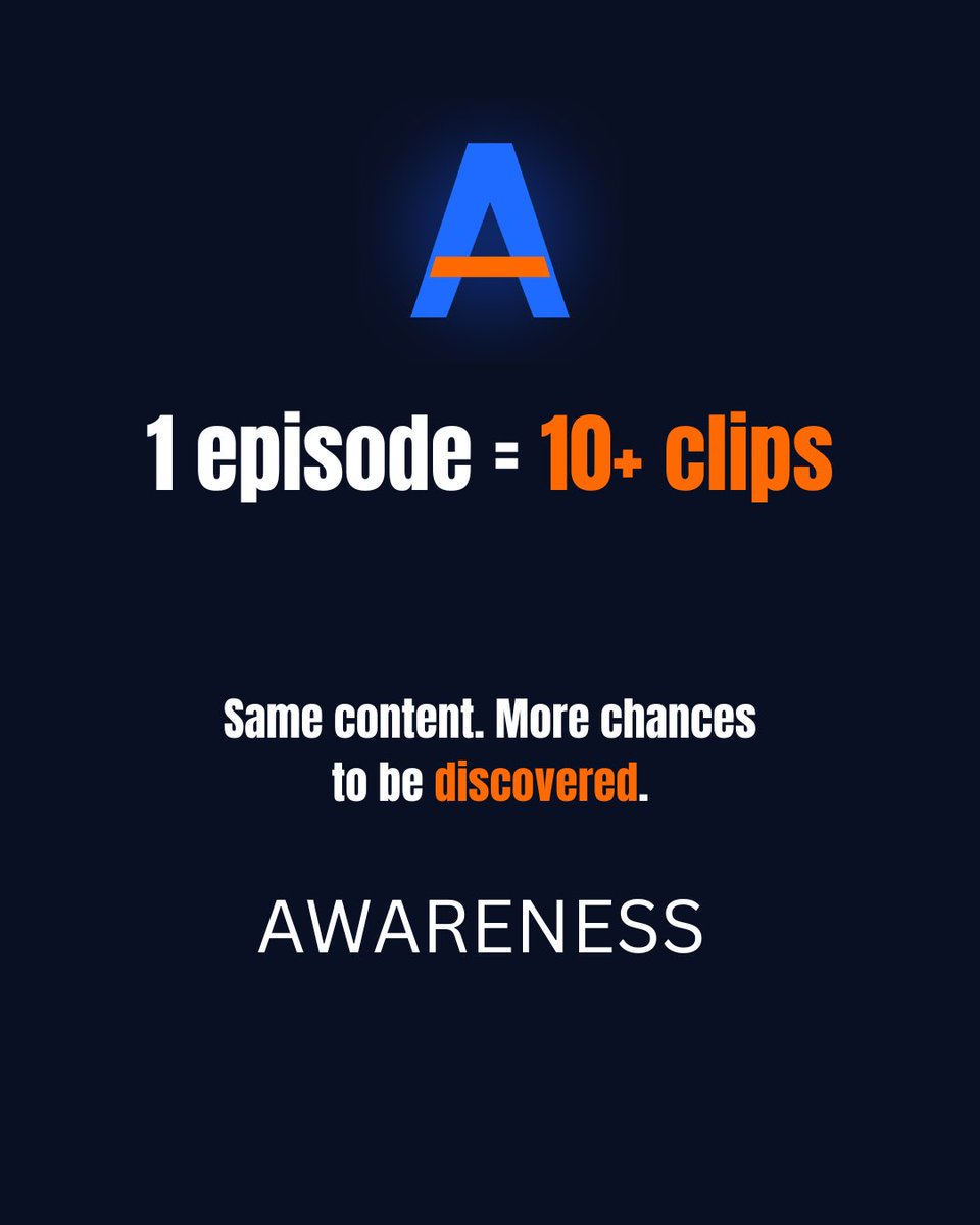 awarenessclips's tweet photo. One 60-min episode can become 10+ short clips. Many people discover a creator through a 30-second clip before they ever watch the full episode. Same content, more chances to be found. #clipping https://t.co/uR4THSd9Ts
