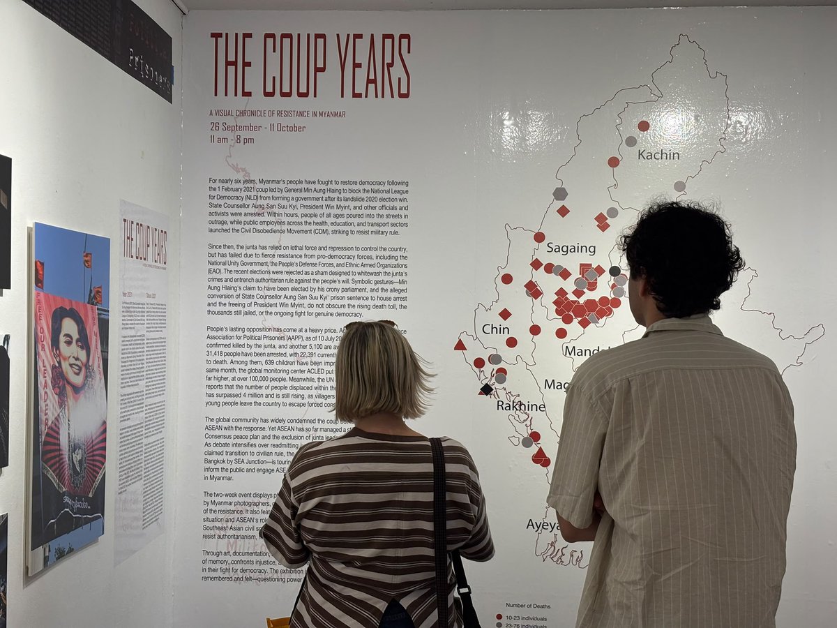SEAJunction's tweet photo. 📸 A look inside The Coup Years: A Visual Chronicle of Resistance in Myanmar in Jakarta. The exhibition continues until 11 October 2026 at Dia.Lo.Gue Artspace. Visit the exhibition while it is still on view.
#jakartaartgallery #artisindonesia #photographe #photoftheday https://t.co/wsTgyHdejQ