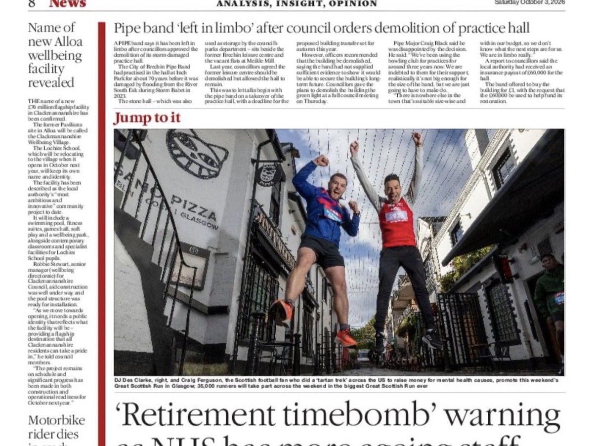 jeffholmes24's tweet photo. Pleased see our images used so well in today’s media. @GreatScotRun https://t.co/NRDHEDupVq