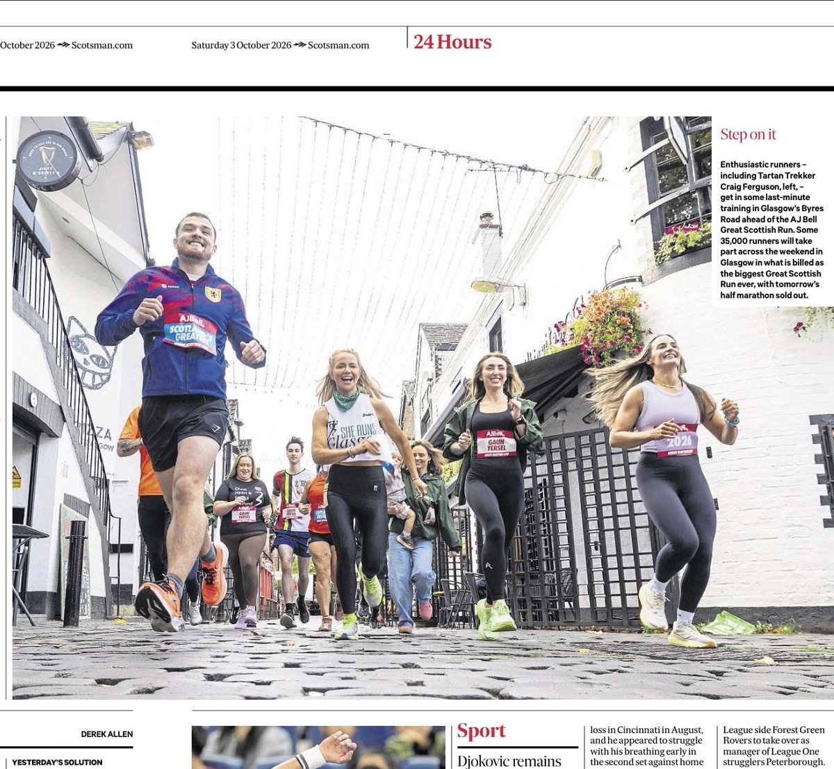 jeffholmes24's tweet photo. Pleased see our images used so well in today’s media. @GreatScotRun https://t.co/NRDHEDupVq