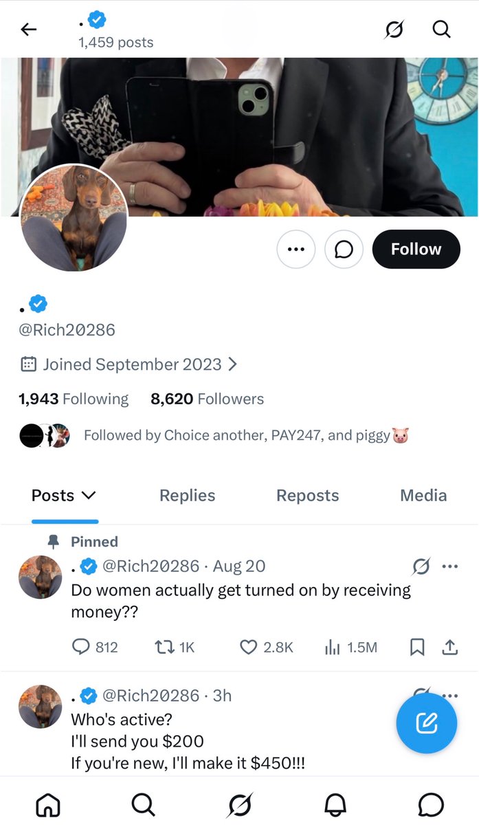 Christirr8787's tweet photo. Said he doesn’t do fees or checks. Wants to help me and be a daddy. But I  gotta download a crypto app and make a deposit for him. 😒

be careful out there queens.

 My First time on X asking for real help. So If you want to scam me or profit off my struggle I’ll call you out. https://t.co/6iYl72gYRs