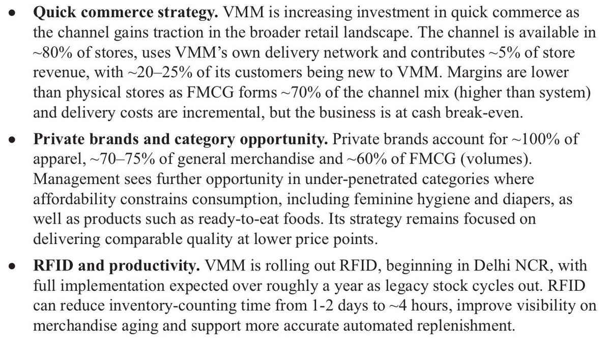 refsrc's tweet photo. Indian value retailer Vishal Mega Mart sells almost no outside clothing brands and own labels are 70-75% of general merchandise and about 60% of FMCG volumes. https://t.co/991n53rvYY