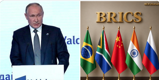 Lisha_jing's tweet photo. 🚨Putin said BRICS could shape the future world order, calling it an increasingly important global mechanism.  

He highlighted BRICS’ growth since its founding by Brazil, Russia, India and China. https://t.co/ZQwXd7YpeE