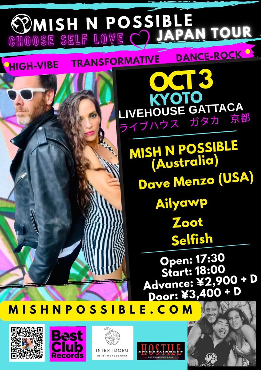 MishShell3's tweet photo. Last nights show at Alchemy was so amazing. Tonight we play at @KyotoGATTACA alongside -
DAVE MENZO (USA) @DaveMenzo
Mish N Possible (Australia)
AILYAWP @ailyawp627
Zoot @ZootJP
SeLfish @SeLfish_band5
#MishNPossible
#ChooseSelfLove
#LiveHouseGattaca https://t.co/0IkKFhNRWb