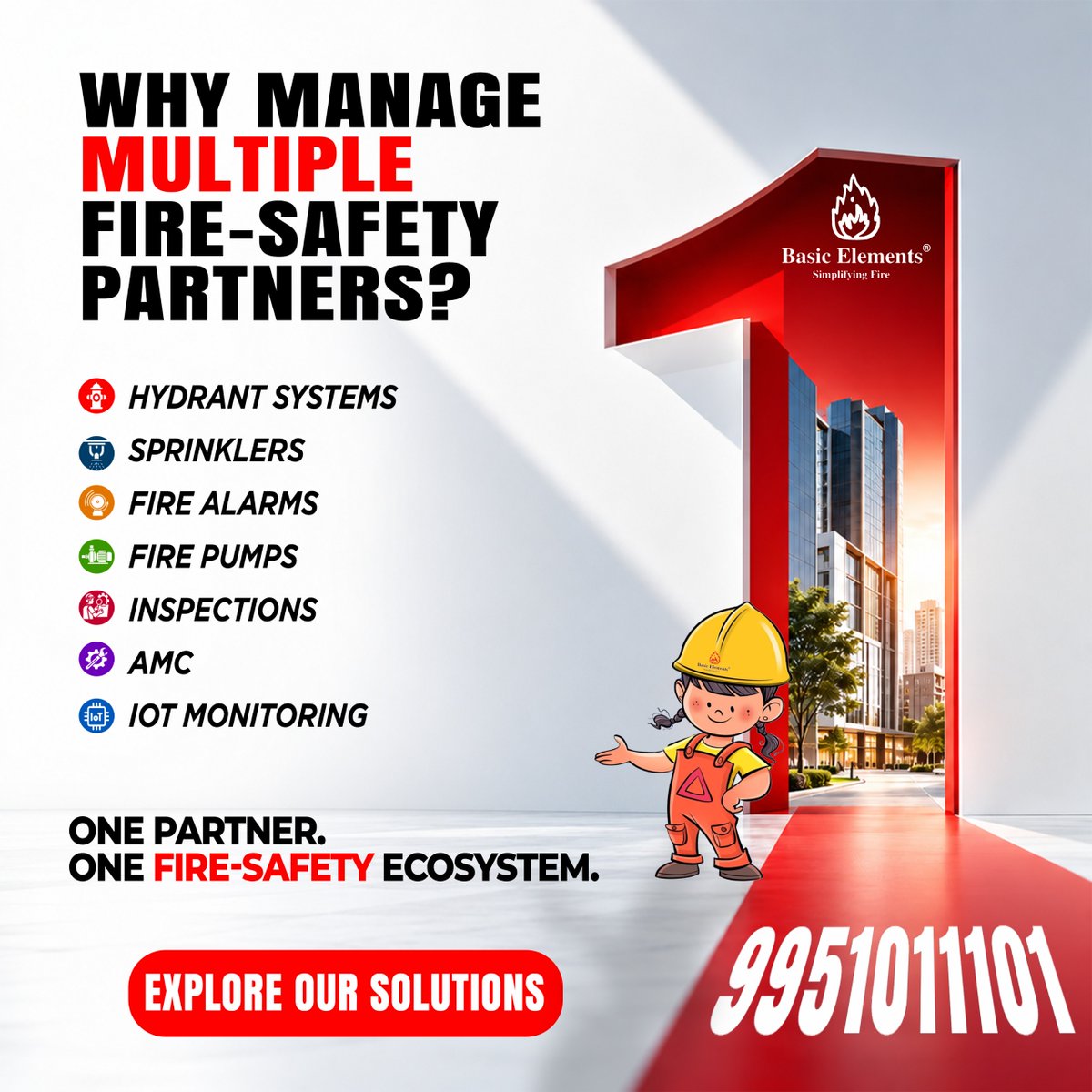 SimplifyingFire's tweet photo. WHY MANAGE MULTIPLE FIRE-SAFETY PARTNERS? 🔥
Hydrants. Sprinklers. Fire alarms. Fire pumps. Inspections. AMC. IoT monitoring.
At Basic Elements, we bring fire-safety capabilities together.
ONE PARTNER.
ONE FIRE-SAFETY ECOSYSTEM
#BasicElements #FireSafety #FireProtection #FireTech https://t.co/ygXwMU7lPe