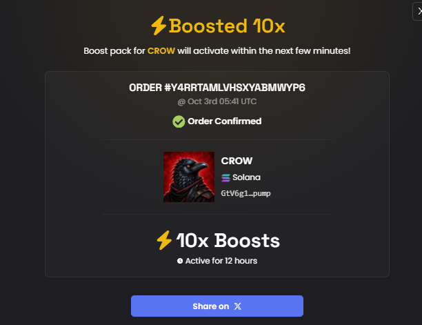 LegendOfCrows's tweet photo. ⚡ Boosted 10x CROW on DEX Screener!

Boost #3 Of Many

https://t.co/gAznonuZmZ https://t.co/YJjxyrKugh