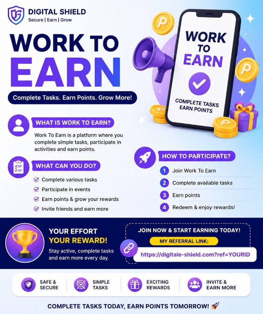 Rayhan4951's tweet photo. Join the Digital Shield Wallet Work-to-Earn event.
Explore the tasks and activities available to participants.
Share your referral with friends who may be interested.
🔥 Join Digital Shield Wallet today!
join link: https://t.co/vCspLgDBJz https://t.co/kQdDCxM7Up