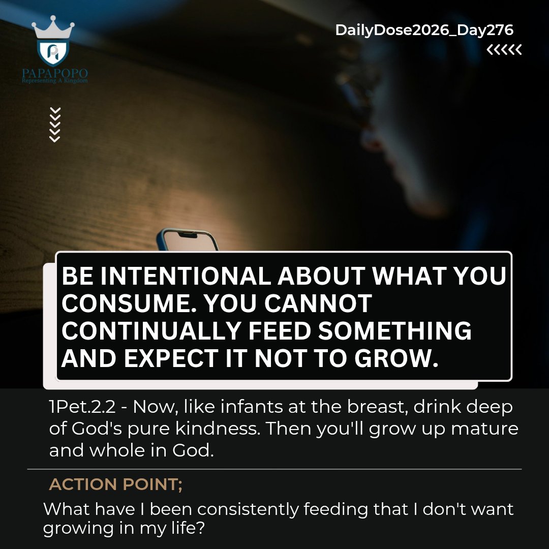 SegunPopoola_20's tweet photo. Whatever you consistently expose your mind, heart, and spirit to will eventually influence your thoughts, character, decisions, and direction.
#MorningReflection #DailyDose #PapaPopo https://t.co/NYXBrwjW0I