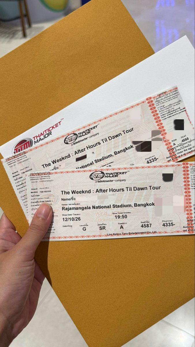 omoopsss's tweet photo. ‼️ปล่อยบัตร The Weeknd 2 ใบ ‼️
โซน SR วันที่ 12 ต.ค. 

ใบละ 4,400.- 
2ใบ 8,600.-

*นัดรับโซนพระราม 9, รัชดา, ห้วยขวาง, สุทธิสาร

#AfterHoursTilDawnTourBKK
#TheWeekndLiveInBangkok 
#TheWeeknd https://t.co/lJKheh3sVU