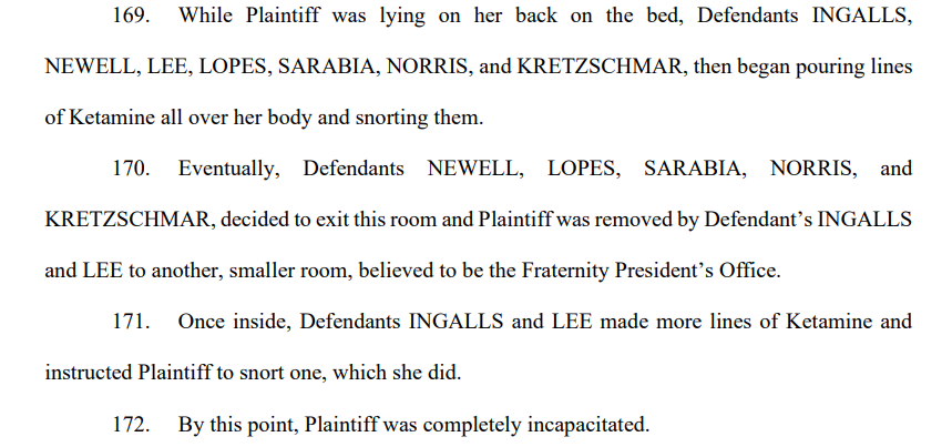 lxxndria's tweet photo. Cross-referencing the testimonies Jane Doe never remembers Winston Lee having sex with her before going into the other room. 
Winston Lee raped her unconscious body while all the men watched to the point Gillio Lopes came in and shut it down. They saw rape faciliated by Ingalls. https://t.co/4igQTe3oda