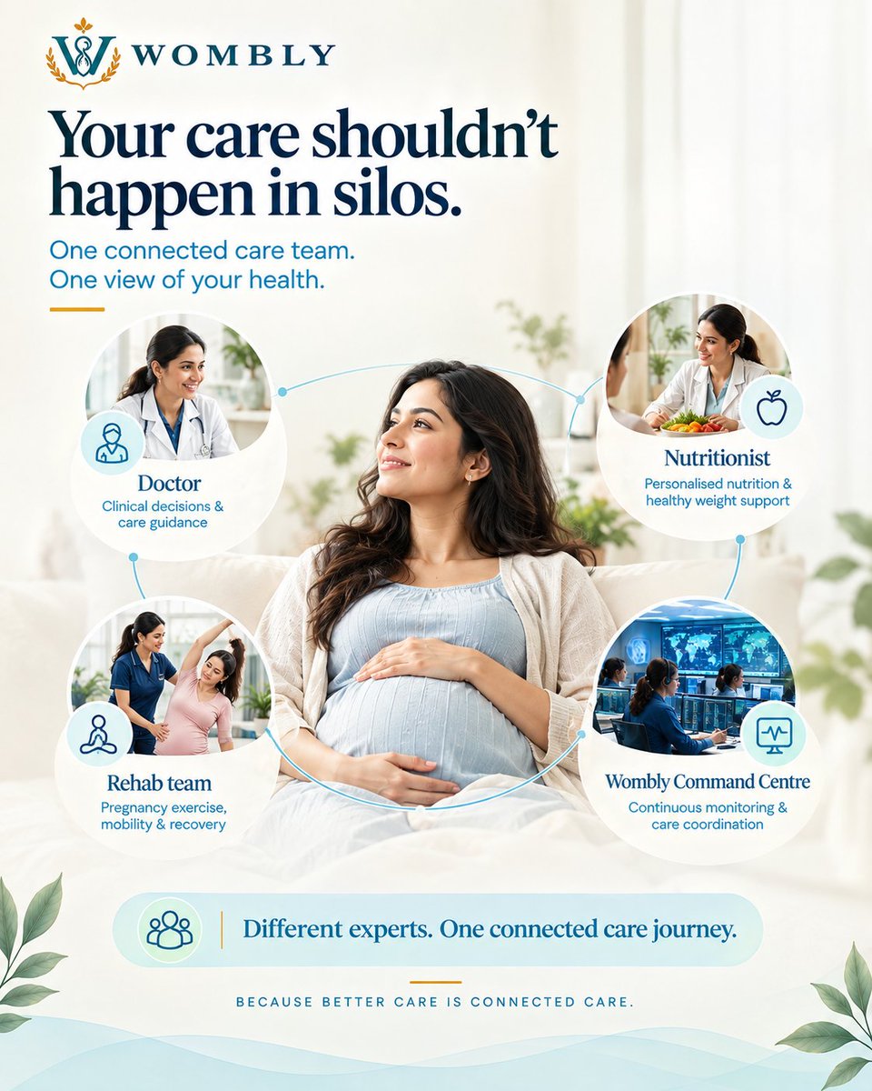 womblycare's tweet photo. Pregnancy needs more than one kind of support. 🤍

With Wombly, doctors, nutritionists, rehab specialists and a 24/7 monitoring team work together to support her journey.

Different expertise. One pregnancy journey.

#Wombly #PregnancyCare #MaternalHealth #WomensHealth https://t.co/pdKVNr3jzS