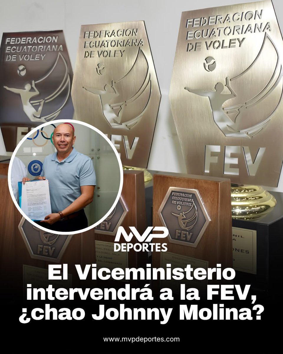MVPDeportesEc's tweet photo. El Viceministerio del Deporte inició el proceso para intervenir la Federación Ecuatoriana de Voleibol por no presentar auditorías internas de 2025. La FEV tiene 5 días hábiles para presentar descargos tras denuncias sobre la Liga Nacional 26. @JohnnyMolinaL https://t.co/3vFhQ06PVq