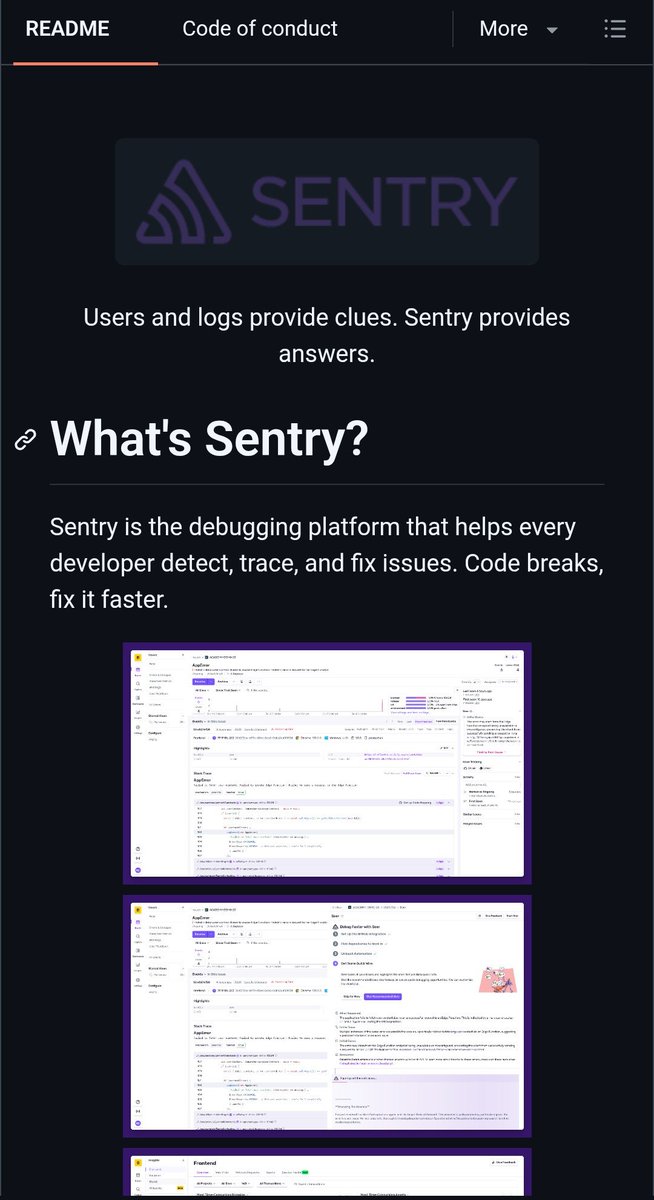 RituWithAI's tweet photo. 🚨 The error-tracking tool running in half the world's production apps just became an AI skill.

Sentry. Used by 560+ companies you'd recognize instantly. 888 contributors. 177 releases. And it just shipped native Claude Code and Cursor integration — turning your crash logs into something your AI agent can read and fix directly.

Here's what changed.

For over a decade, Sentry's job was simple: your app breaks, Sentry catches the error, traces the stack, and tells a human developer exactly where to look. You'd open the dashboard, read the trace, go fix the code yourself.

The new agent skills flip that. Your AI coding agent can now query Sentry directly — pull the actual production error, the stack trace, the user session that triggered it, the release that introduced it — and go fix it without you copy-pasting a stack trace into chat.

Here's why this matters more than it sounds.

Every bug an AI agent fixes based on what you describe is a bug fixed from your memory of what happened. Every bug an AI agent fixes by querying Sentry directly is a bug fixed from what actually happened — the real error, the real user context, the real conditions that caused it.

That's the difference between an agent guessing and an agent diagnosing.

Here's what Sentry actually covers.

Error tracking across 20+ official SDKs — JavaScript, Python, Go, Rust, Java, Swift, Unity, Unreal Engine, Godot, basically every language and even game engines. Full distributed tracing — follow a request across microservices to find where it actually failed. Session replay — watch what the user did right before the crash. Release tracking — know exactly which deploy introduced the regression.

Here's the workflow this unlocks.

Production breaks. Sentry catches it, same as always. Now: your Claude Code or Cursor agent can pull that exact error, read the full trace, see the affected release, and propose a fix — all without a human first triaging the dashboard and writing up a bug description.

The debugging loop that used to take a human reading logs, writing a ticket, and an engineer picking it up — compresses to an agent querying Sentry directly.

26.9.0 is the latest of 177 releases. Battle-tested at massive scale for over a decade, now with the AI layer that makes it agent-native.

Claude is listed among the contributors.
Free and open source for self-hosting. Hosted plans available at sentry .io.

100% Open Source.

GitHub link in the comments 👇