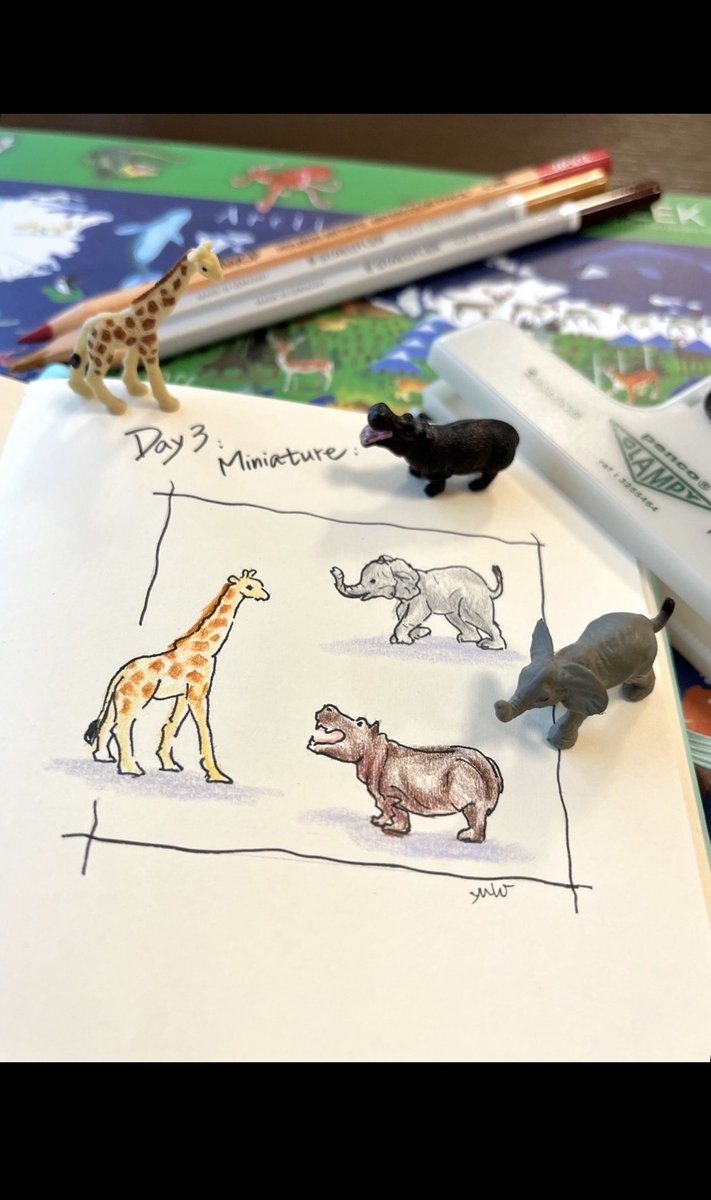 mayuyk's tweet photo. inktober2026（インクトーバー2026）
Day3 miniature 

小さきものたち

動物フィギュアが好きです

#inktober2026
#sketch
#インクトーバー2026
#スケッチ https://t.co/hw8GbYYGXT