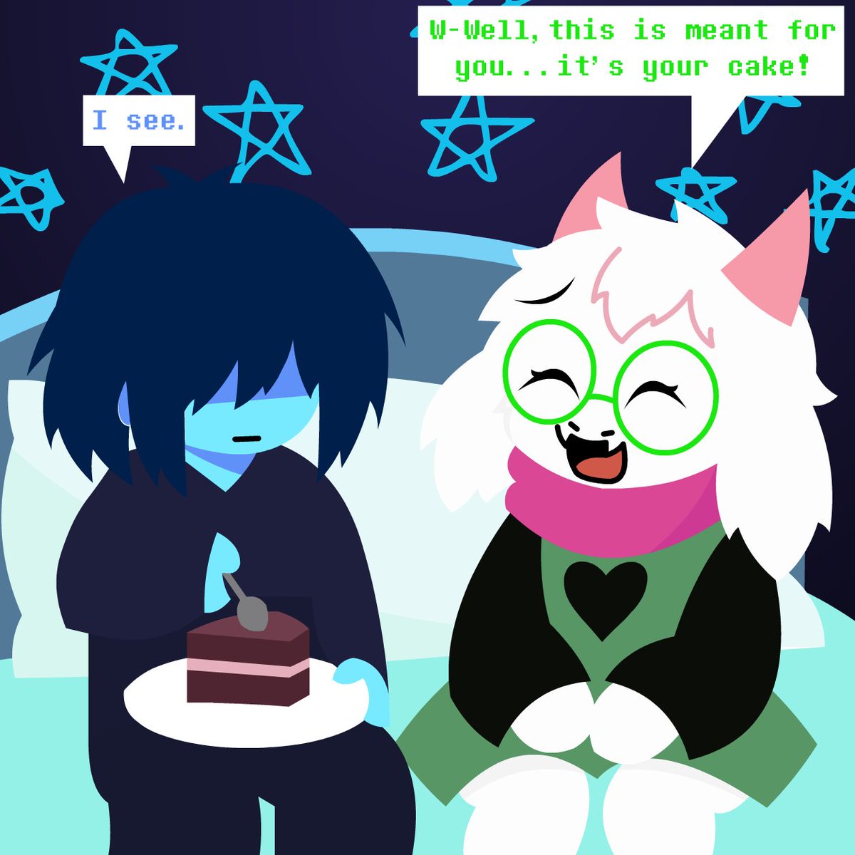 Meganime3Alt's tweet photo. Day 3 - Sharing 🍰

Ralsei eat the cake (4/8)

#kralsei #kralseitober2026 #hamburgerscheeseandfries https://t.co/xLDgtahowd