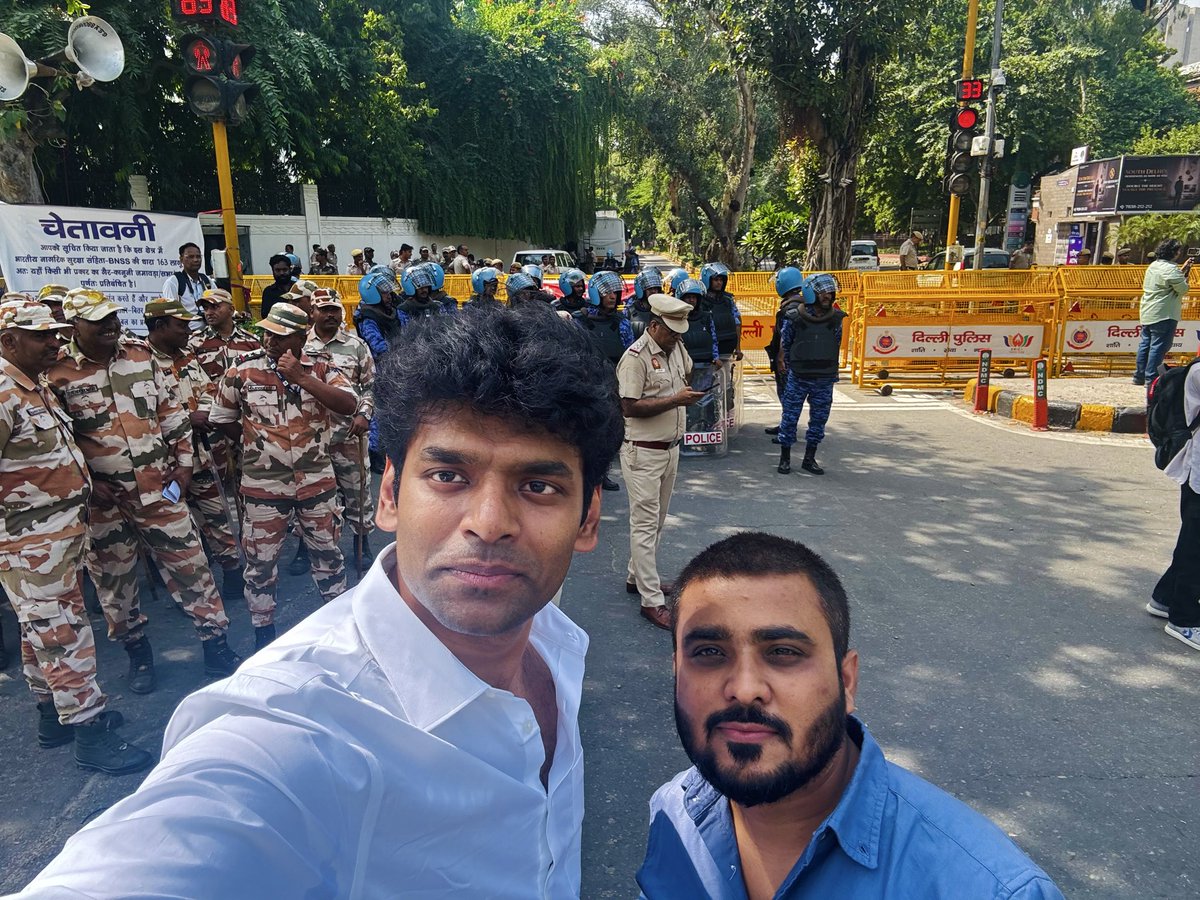 YashRRJ's tweet photo. Brother @KushagraSaxena_ and Yours Truly at Jantar Mantar, peacefully asking the police to get resignation from Gyanesh instead.

📍October 2nd, 2026

🗓️ Jantar Mantar https://t.co/PwL9GTKMlF