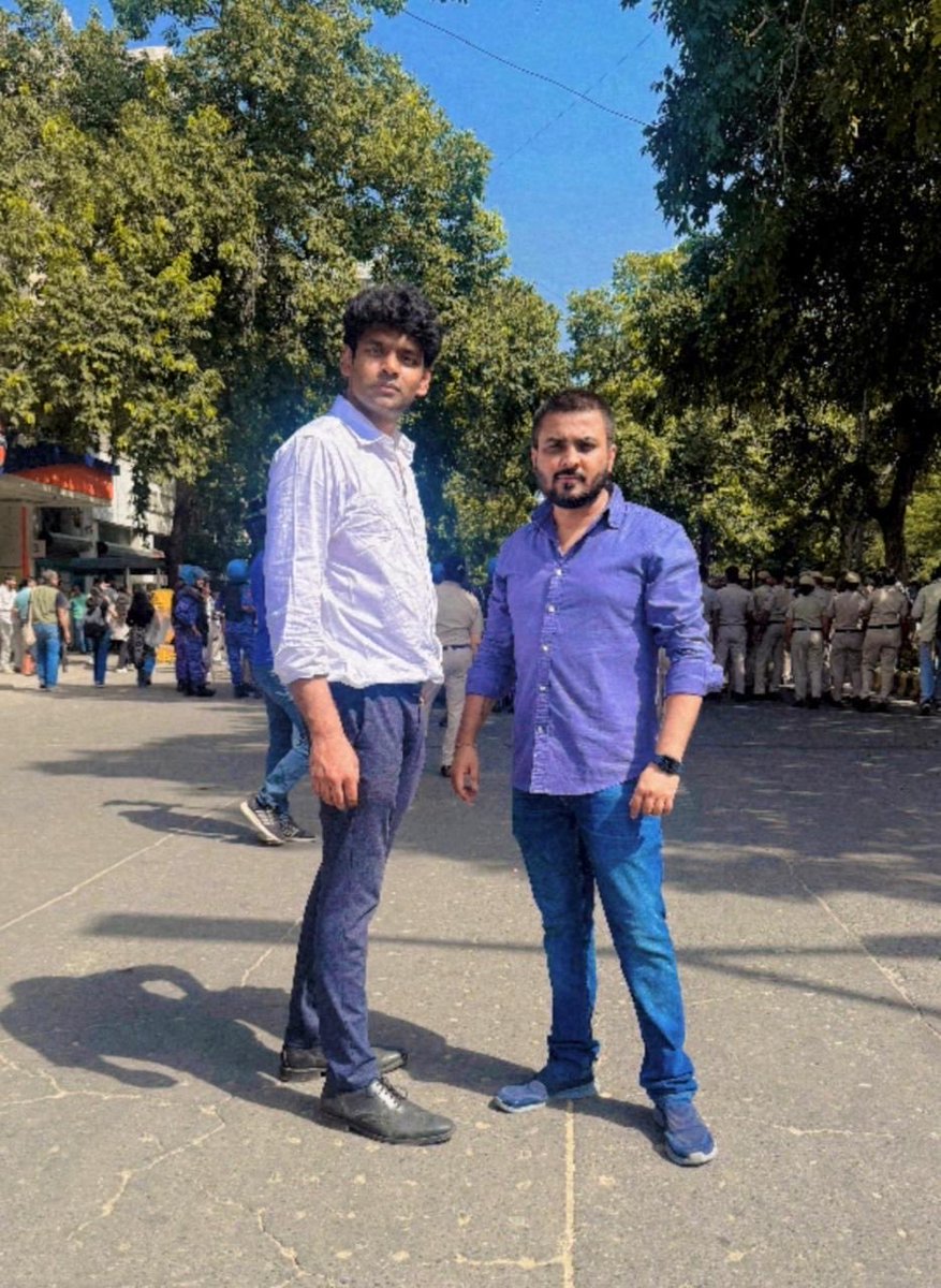 YashRRJ's tweet photo. Brother @KushagraSaxena_ and Yours Truly at Jantar Mantar, peacefully asking the police to get resignation from Gyanesh instead.

📍October 2nd, 2026

🗓️ Jantar Mantar https://t.co/PwL9GTKMlF